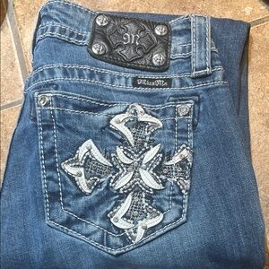 Miss Me Women's Skinny Jeans with White Embroidery